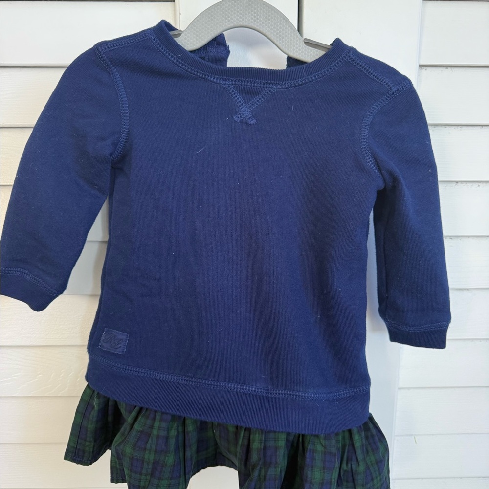 Ralph Lauren Navy Blue Top with Green Plaid Skirt